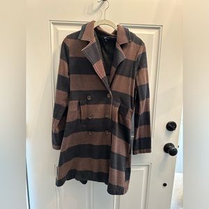 Splendid Lightweight Peacoat. Brown/charcoal stripes. Size M women’s.